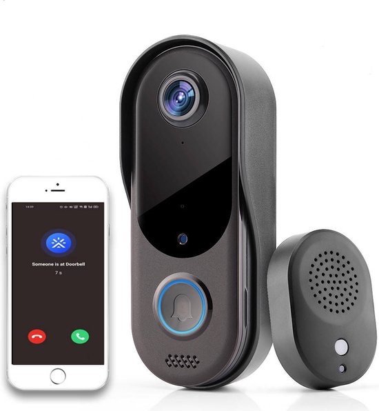 Video Draadloze Deurbel met Camera 1080P Zwart - Video - €39,95