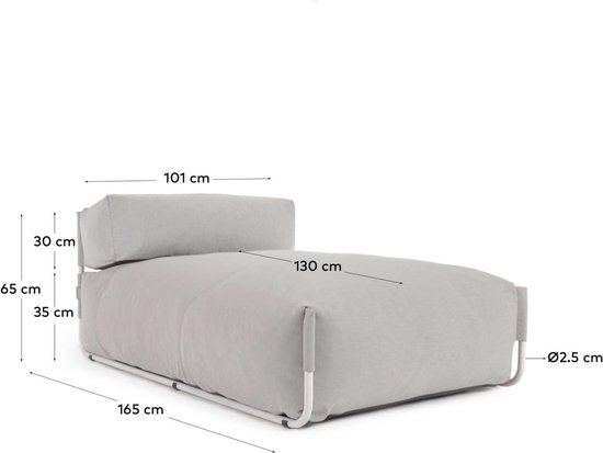 Kave Home - Square poef lichtgrijs en wit met rugleuning voor 100% ...