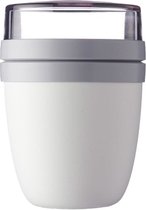 Ellipse Lunchpot – Praktische Yoghurtbeker & Mueslibeker – Aparte compartimenten voor Yoghurt & Muesli – Geschikt voor Vriezer, Magnetron & Vaatwasser – 500 ml + 200 ml – Wit