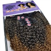 Outre Human Hair Premium Blend Clip-In Big Beautiful Hair 4A Kinky Curly 10" KLEUR #1 JET BLACK