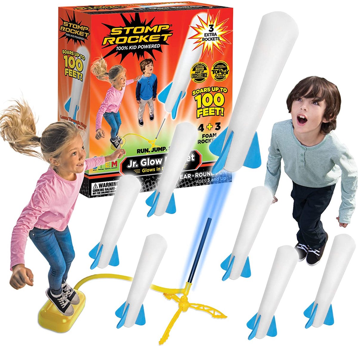 Stomp Rocket 365044 Stomp Rocket Jr. Glow – 4 raketten – Speelgoed