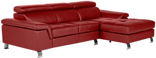 Canapé d'angle cuir MISHIMA - Rouge - Angle droit L 260 cm x H 79 cm x P 167 cm