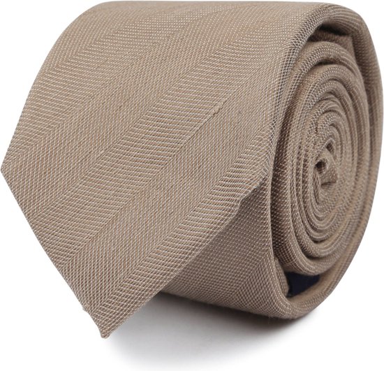 Convient - Cravate en soie et lin Beige - Cravate de Luxe pour hommes en 100% soie, Lin - Uni