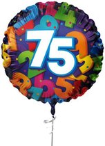 Folieballon ’’75’’ (45cm) - verjaardag - geschikt voor helium