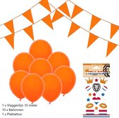 Oranje Versiering, Oranje Slingers, Vlaggenlijn Oranje, Ballonnen, Voetbal, EK, WK, Koningsdag ,Oranje Feestartikelen 12 Stuks Pakket