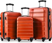 Hardside-kofferset, koffer, bagageset met spinnerwielen, botsbeschermingshoek, 3-delige set, TSA-slot, uitbreidbaar, handbagage (20/24/28, Oranje)