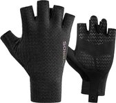 ROCKBROS Fiets Vingerhandschoenen Zonnebescherming Zomer Schokdempende Handschoenen Vingerloze Sporthandschoenen Voor MTB Racefiets Ice Silk Zwart Maat XL