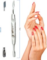 MEDLUXY Pro - Bokkenpoot met nagelriemmesje (cuticle pusher & Cleaner) Nagelriemduwer met Nagelriemverwijderaar - Bloem Design