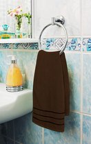 Towels 8-delige luxe handdoekenset, 2 badhanddoeken, 2 handdoeken en 4 washandjes, 97% ringgesponnen katoen zeer absorberend viscose streep handdoeken ideaal voor dagelijks gebruik (Bruin)