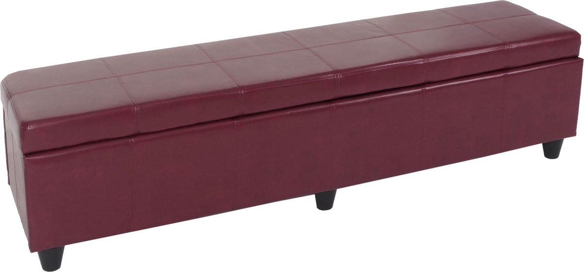 Bankzitting met opbergruimte Kriens XXL, kunstleer, 180x45x45cm MVG-gecertificeerd ~ rood