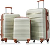 Hardside-kofferset, koffer, bagageset met spinnerwielen, botsbeschermingshoek, 3-delige set, TSA-slot, uitbreidbaar, handbagage (20/24/28, Groen)