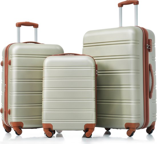 Hardside-kofferset, koffer, bagageset met spinnerwielen, botsbeschermingshoek, 3-delige set, TSA-slot, uitbreidbaar, handbagage (20/24/28, Groen)