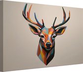 Portret van een kleurrijke hert schilderijen - Hert schilderij - Canvas schilderij Dieren - Muurdecoratie modern - Schilderijen canvas - Kunstwerken schilderij 70x50 cm