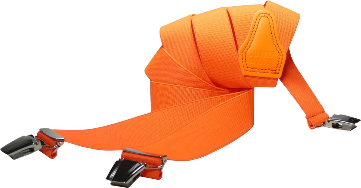 Pierre Mouton Fluor Bretel - Bretels - Volwassenen - Heren - Oranje - 120cm - 3 brede clips - M - L