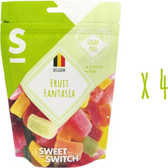 SWEET-SWITCH® - Fruit Fantasia 4 x 100 g - Fruitsnoepjes - Snoep - Suikervrij - Glutenvrij - Vegan