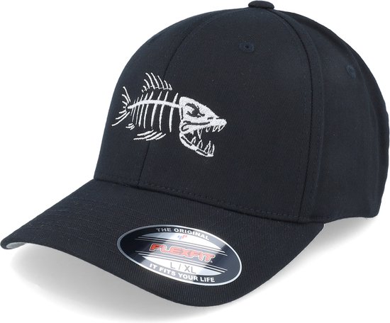 Hatstore- Fish Bones Black Flexfit - Skillfish Cap