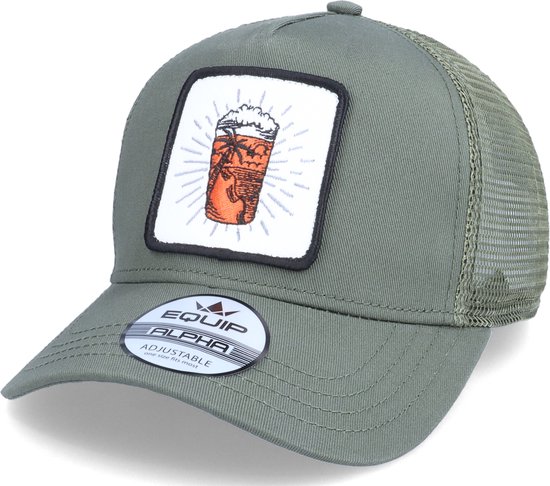 Hatstore- Beach Beer Sunshine Patch Olive Trucker - Iconic Cap