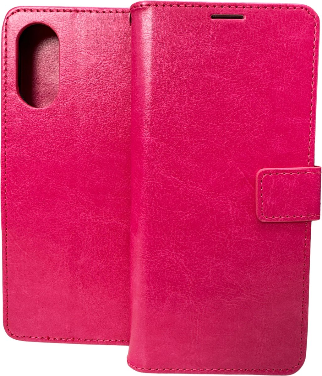 Bookcase Roze Geschikt voor Oppo A17 - portemonnee hoesje - ZT Accessoires