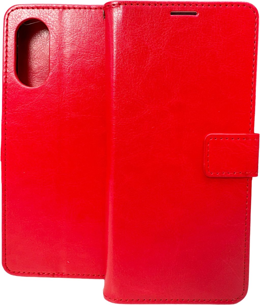 Bookcase Rood Geschikt voor Oppo A17 - portemonnee hoesje - ZT Accessoires