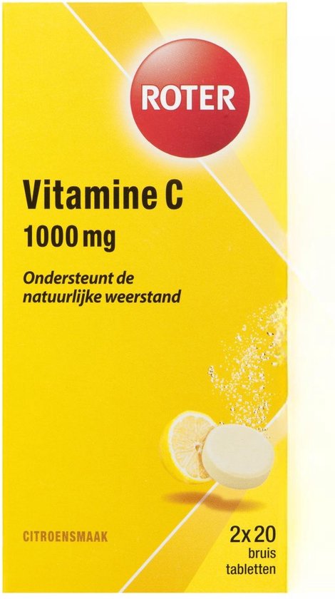 Roter Vitamine C 1000mg bruis - Hoge dosering vitamine C ter ondersteuning van je weerstand - 40 bruistabletten met citroensmaak