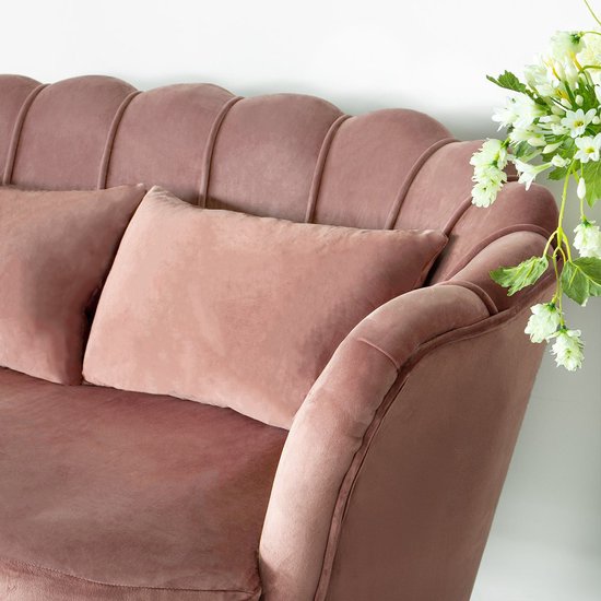 Zitbank Belle 3 zits velvet oud roze 180cm stof bankstel incl. 3 kussens bank - Lizzely Garden & Living