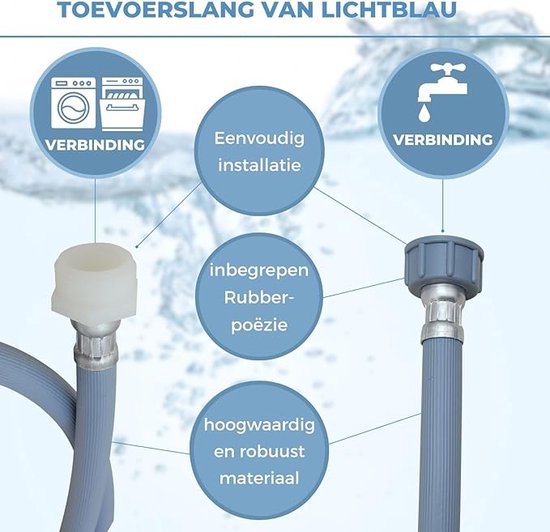 LICHTBLAU Knikvrije Aquastop verlengslang I 1,0m I Aansluiting 3/4 inch wasmachine vaatwasser I 2982 pantserslang recht/recht inkl. afdichting I universeel bruikbaar