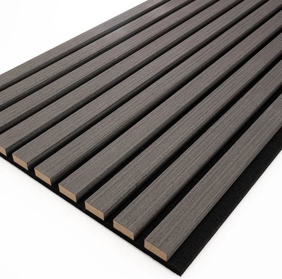 WallArt - Akupanelen - 4 st - akoestisch - Askleurig - Eiken - 1.28 m2 - 3 zijden Hout Fineer