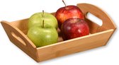 Kesper Brood/fruit mandje - bamboe hout - beige - L26 x B19 x H7 cm - met handvaten - fruitschaal/broodschaal