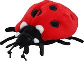 Nature Planet Knuffeldier Lieveheersbeestje - zachte pluche stof - premium knuffels - rood/zwart - 15 cm