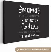 Canvas schilderij 150x100 cm - Wanddecoratie Mama - Mama je hebt ons al - Spreuken - Quotes - Muurdecoratie woonkamer - Slaapkamer decoratie - Kamer accessoires - Schilderijen - Moederdag cadeautje - Cadeau voor moeder - Tekstbord