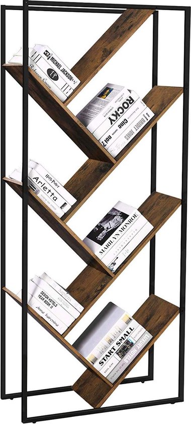 Moderne Boekenkast met Schuine Legplanken - Industriële Sfeer - 76.3 x 33.6  x 178.5 cm | bol.com