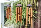 Wind klokkenspel in bruin - Bamboe - Hand gesneden opknoping accessoire (35cm)