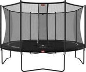 Voordeel Pakket - BERG Trampoline Favorit met Veiligheidsnet - Safetynet Comfort - 430 cm - Limited Black Edition - Zwart - Met Zwarte Afdekhoes en Ladder