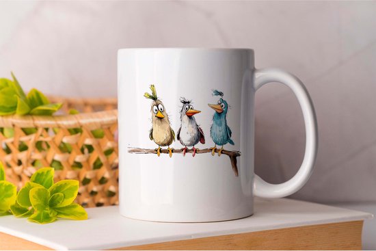 Mok PlumagedPrankster - ComicalChirper - funny bird - WackyWinger - JollyJay - ComicalChirper - GrappigeVogel - KoddigeKwetteraar - DolleDuif