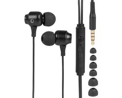Nuvance Oortjes met Draad - 3.5mm Jack Aansluiting - Oordopjes met Draad - In-Ear Oortjes met Draad en Microfoon - Zwart
