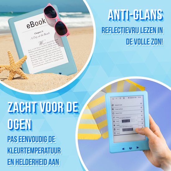 Ereader Backlight Silvergear eReader 6 inch - Backlight - 17H Schermtijd - 4GB - Blauw | bol