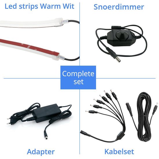 Definitie inspanning Ambassadeur Parasolverlichting led strip set op stroom - 6 led strips - Warm wit licht  | bol.com