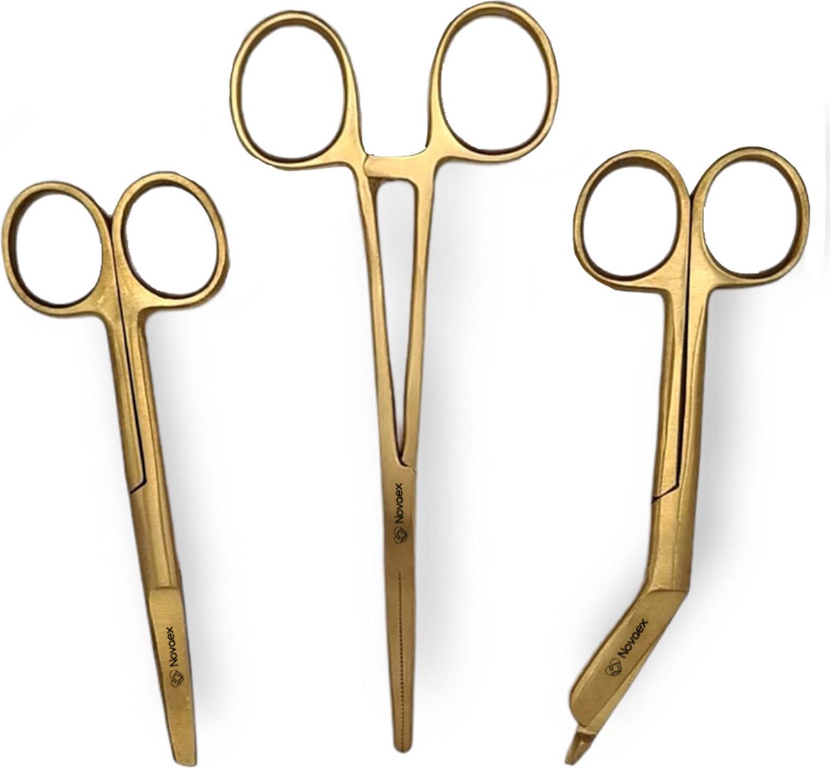 Goedkoopste Verpleegkundige scharenset Novaex Gold - MDR Certificaat - verbandschaar - verpleegkundige schaar - kocher - 4mm - verpleegkundige accessoires - verpleegkundige cadeau