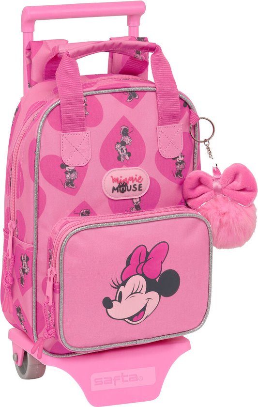 Schoolrugzak met Wielen Minnie Mouse Loving Roze 20 x 28 x 8 cm