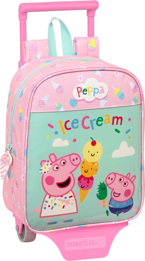 Peppa Pig Schoolrugzak Met Wielen Peppa Pig Ice Cream Groen Roze 22 X 27 X 10 Cm