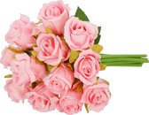 Springos Bouquet Artificiel - Bouquet Décoratif - Décoratif - Roses - Décoratif - Rouge - 12 Pièces - 26 cm