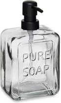 Berilo pompe/distributeur de savon PURE - brumeux transparent - verre - 18 x 6 x 10 cm - 570 ml - salle de bain/WC/cuisine
