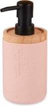 Berilo zeeppompje/dispenser Lotions - mat roze - polyresin/bamboe - 18 x 8 cm - 300 ml - badkamer/toilet/keuken