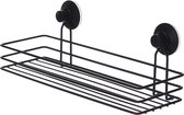 Étagère de douche/salle de bain Berilo - avec compartiment spacieux - noir - L35 x H13 cm - fil métallique inox - avec ventouses