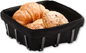 Kesper Corbeille à pain avec tissu - métal/peva - noir - carré - D22 x H9 cm - corbeille de service de table