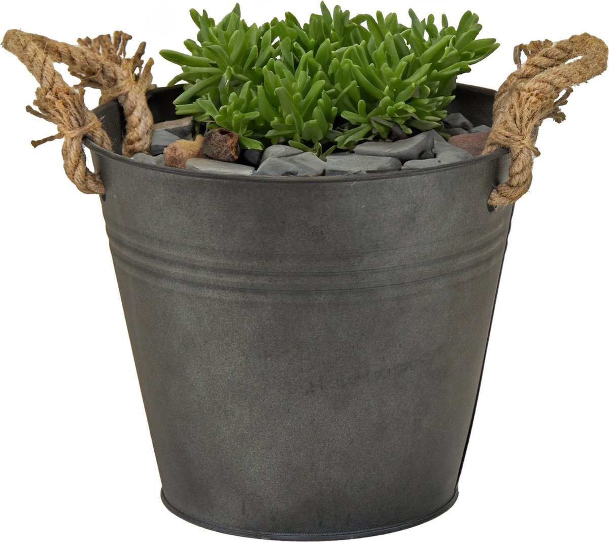 Goedkoopste Mega Collections Emmer/plantenpot/bloempot Old Rope - zink - antraciet - D28 X H27 cm