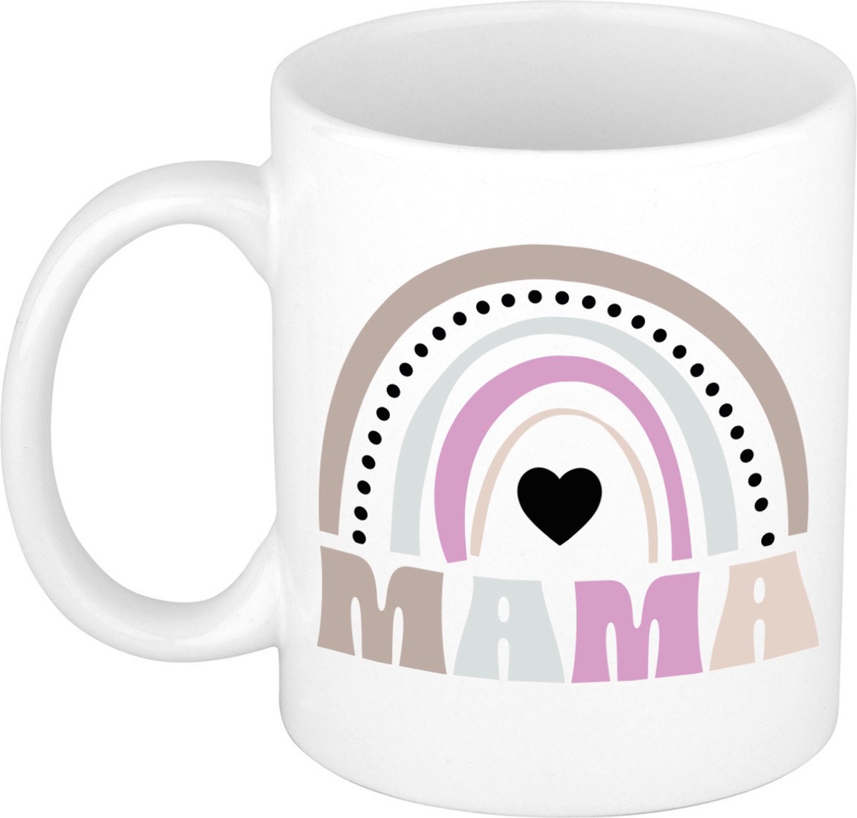 Bellatio Decorations Cadeau koffie/thee mok voor mama - wit - lila regenboog - Moederdag