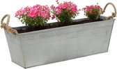 Mega Collections plantenbak/bloembak Farmer - balkon/terras - zink - zilver - L50 x D17 X H16 cm