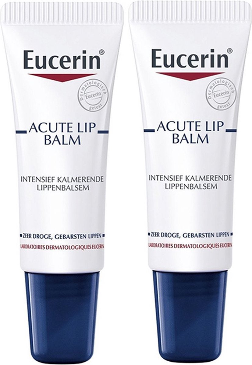 Eucerin Acute Lip Balm - Lippenbalsem - Beschermt gebarsten lippen - Voordeelverpakking - 2x10ml