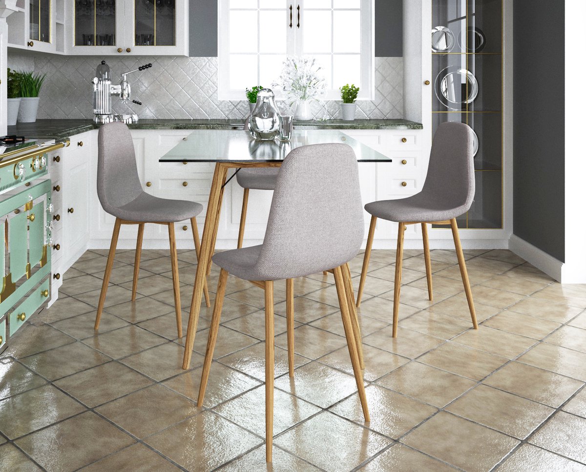 Notio Living Miller-Eetkamerstoel - Set van 4 - Lichtgrijs